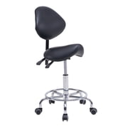 Ergonomic Office Chairs, Saddle Stool Chair with Backrest Swivel Hydraulic Ergonomic Tilt Seat Chair with Wheels Footrest for Medical Hospital Clinic Dental-Black, Black Office Chairs