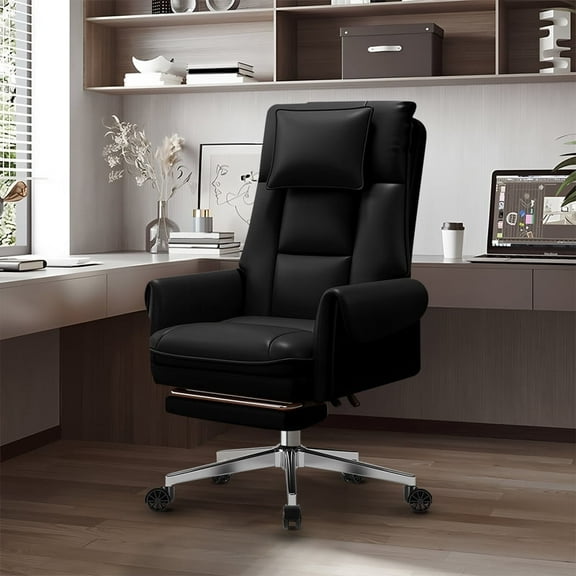 Ergonomic Office Desk Chair with Soft Padded Cushion, Height-Adjustable Swivel Computer Gaming Chair, Heavy-Duty Work Chair, Black