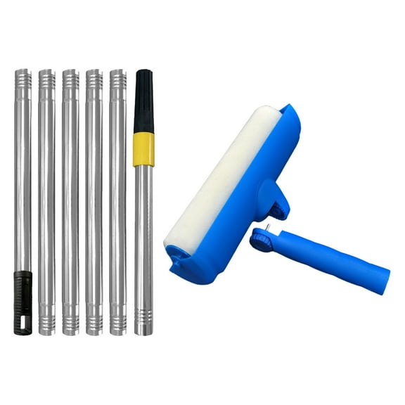 Ergonomic Paint Roller with Adjustable Shield, Threaded Handle for Extension Poles, Indoor/Outdoor Use