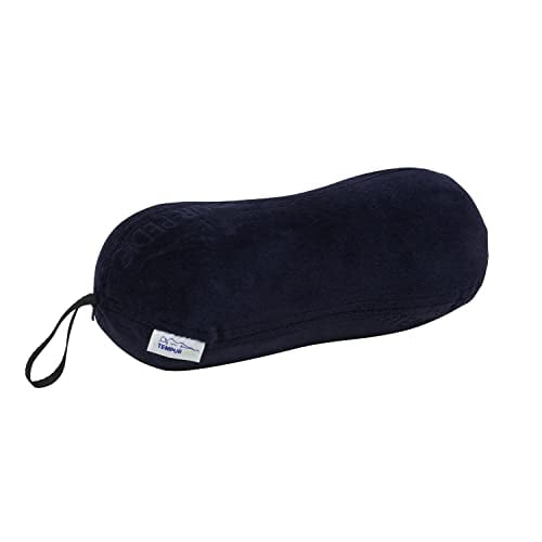 Ergonomic Peanut-Shaped Memory Foam Travel Pillow for Neck and Back Support, Portable Lumbar Cushion for Pressure Relief, Navy Blue