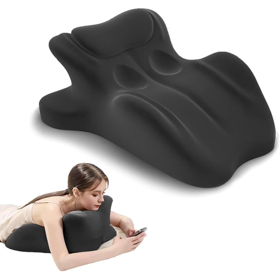 Ergonomic Prone Sleep Pillow with Partitioned Support, Bed Lounger Cushion for Phone Use, Neck & Arm Support Pillow