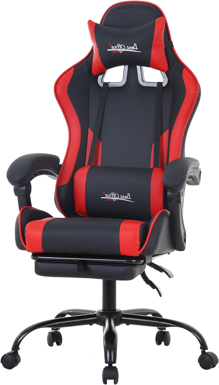 Red Racing Computer Chair Ergonomic Racing Desk Chair Computer Chair Gaming Chair with Footrest ...