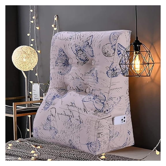 Ergonomic Reading Bed Rest Pillow Curved Shape Heightening Backrest Headboard for Sitting in Bed Positioning Wedge Back Support Reclining Pillow Decorative Pattern Sofa Pillows 24x10x24 in