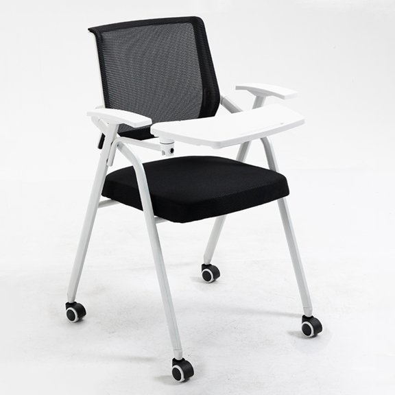 Ergonomic Reception Chair Breathable Mesh Chair Desk Chair Training Room Chair for School Conference Stackable with Wheels,Chair with Writting Board