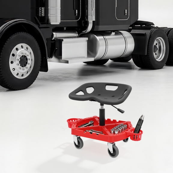Ergonomic Roller Seat, Adjustable Height (50-63.5cm), 150kg Load Capacity, Tool Storage Tray, 4&nbsp; Wheels for Easy Movement, Perfect for Car Maintenance and Work Projects