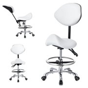 Ergonomic Rolling Saddle Stool Chair with Wheels Adjustable Swivel Stool with Back and Footrest Heavy Duty for Esthetician, Artist, Dental, Medical, Spa, Salon, Cutting, Home Office