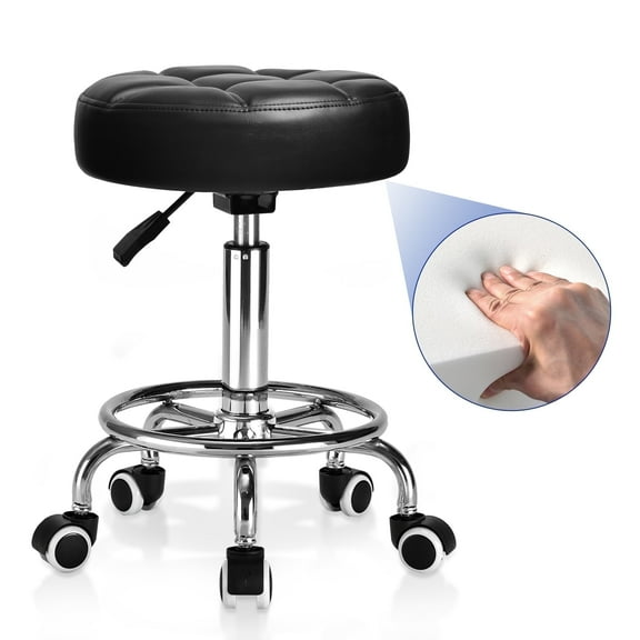YEEZEE Ergonomic Rolling Stool with Adjustable Footrest - with Swivel Wheels for Home,Salon,Kitchen