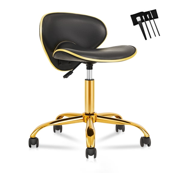 Ergonomic Salon Stool Saddle Stool  with Backrest - Hydraulic Adjustable Rolling Office Chair, Soft Cushion & Wheels for Home, Dental, Tattoo Salon