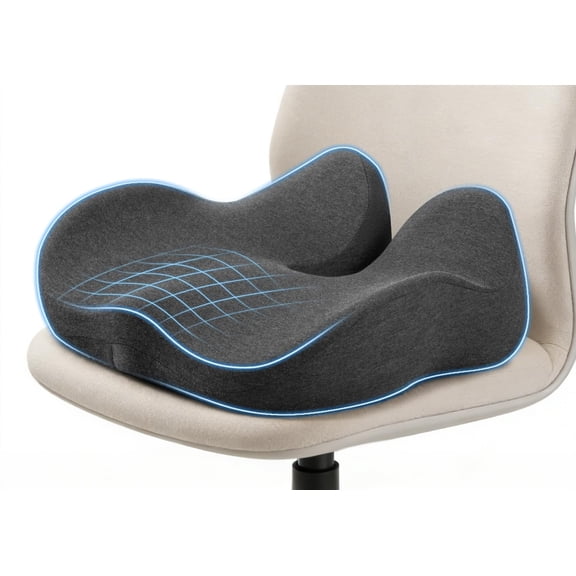 Seat Cushion for Office Chair Large U-Shaped Memory Foam Desk Chair Cushion for Long Sitting Comfort, Ergonomic Thick Support Pad for Work from Home & Daily Office Use