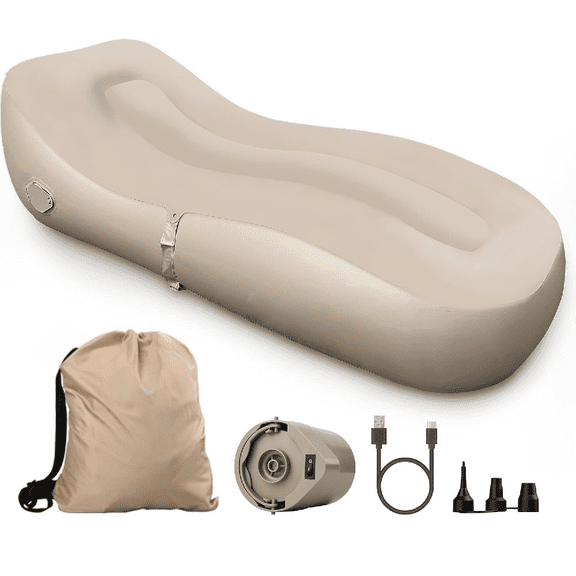 Ergonomic Single Inflatable Air Sofa,90s Fast Auto Inflate Detachable Pump 330LBS