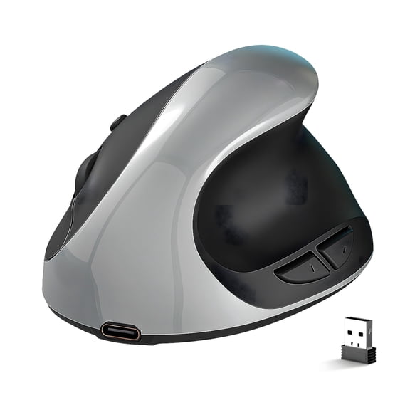 Ergonomic Small Vertical Mouse, Rechargeable 6-Button Wireless Mouse with Adjustable 800/1200/1600 DPI, Purple for Laptop, Desktop, PC, MacBook