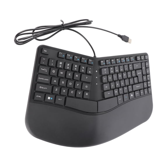 Ergonomic Split Wired Keyboard, 87 Keys Arch Design with Palm Rest for Business Offices, Black