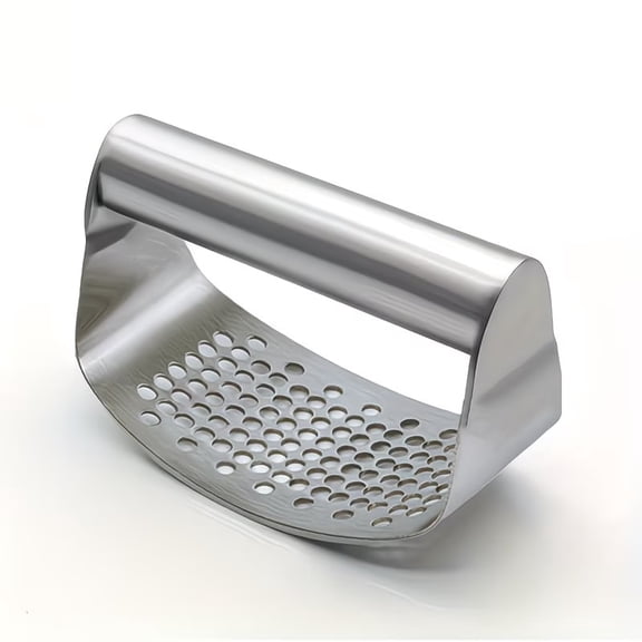 Ergonomic Stainless Steel Garlic Press - Effortless Mincing and Chopping Tool for Kitchen