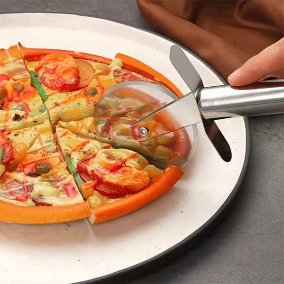 Ergonomic Stainless Steel Pizza Pastry Cutter Serrated Dough Blade for Home Bakers & Professional Chefs, Compact Kitchen Tool for Pizza, Pastry, Noodles, and Soft Breads