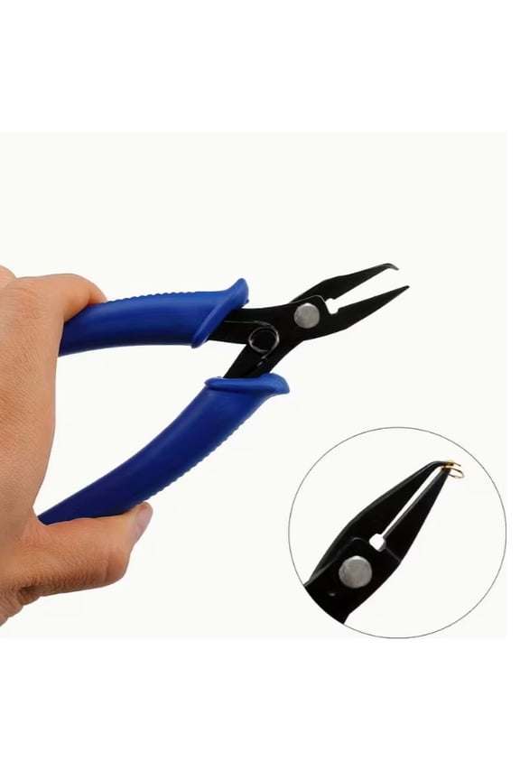 Ergonomic Stainless Steel Split Ring Tool for Jewelry Making - Compact Keychain Pliers