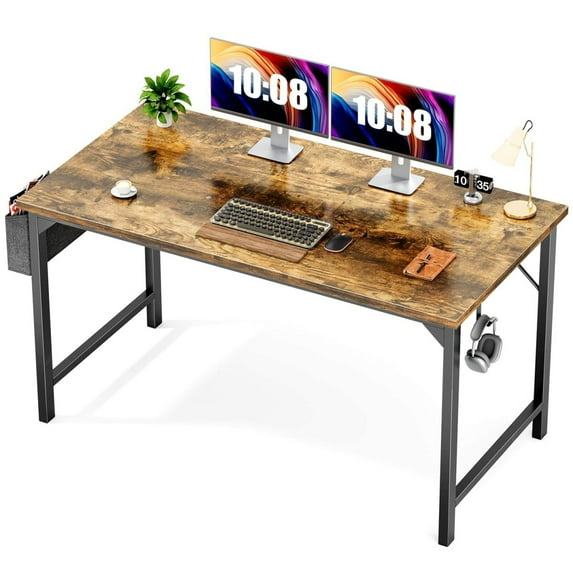 Ergonomic Standing Desk, 47x20 Inch Adjustable Height Workstation with Storage Bag & Wall Hook, Durable Metal Frame for Compact Home Offices, Brown