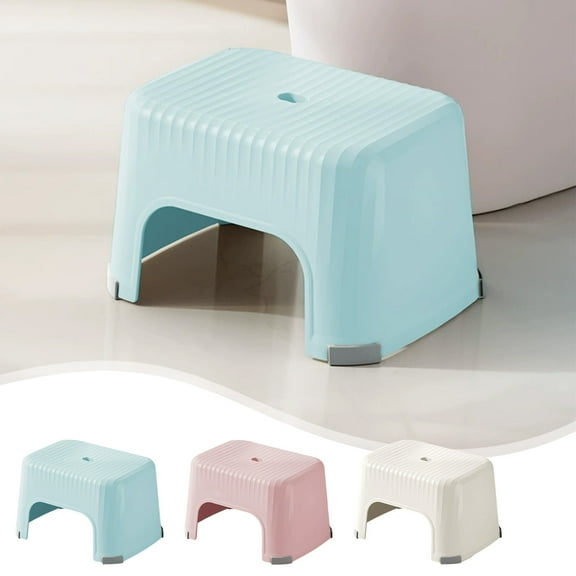 Ergonomic Step Stool for Bathroom and Home Use - Stackable Lightweight Design with Non Slip Base and Comfortable Contoured Seat