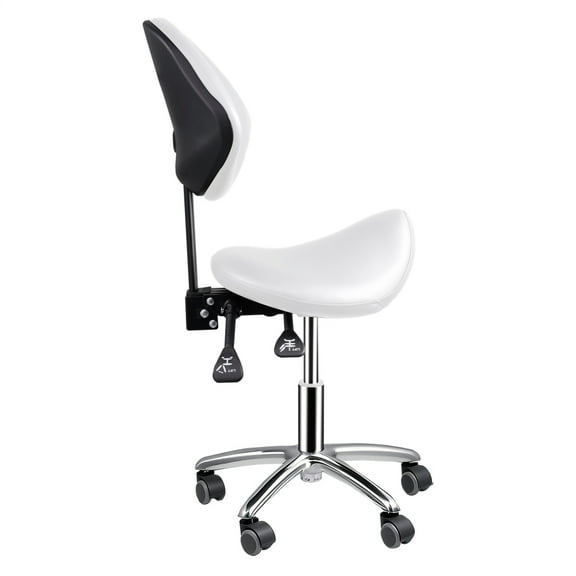 Ergonomic Swivel Saddle Chair with Footrest, Adjustable Rolling Stool for Home Offices, Kitchen Workspaces, and Drafting Stations(White)
