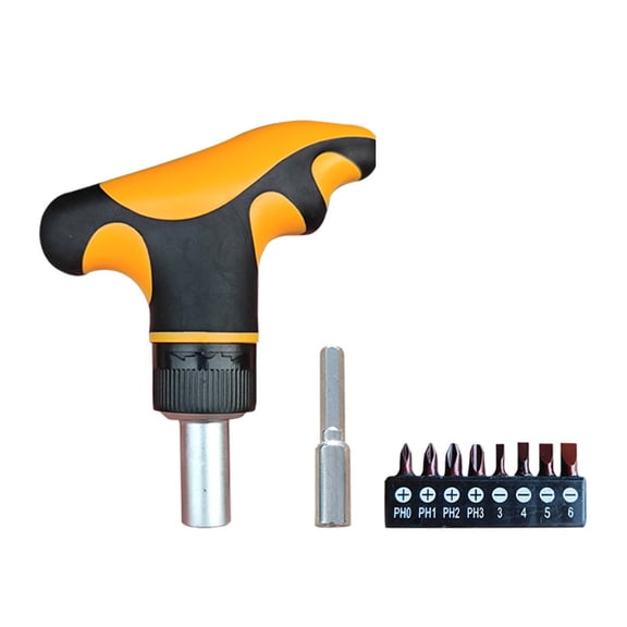 Ergonomic T Handle Ratchets Screwdriver Set Includes 1/4 Inch Ratcheting Bit Driver Simple to Operate for Multifunction Tasks