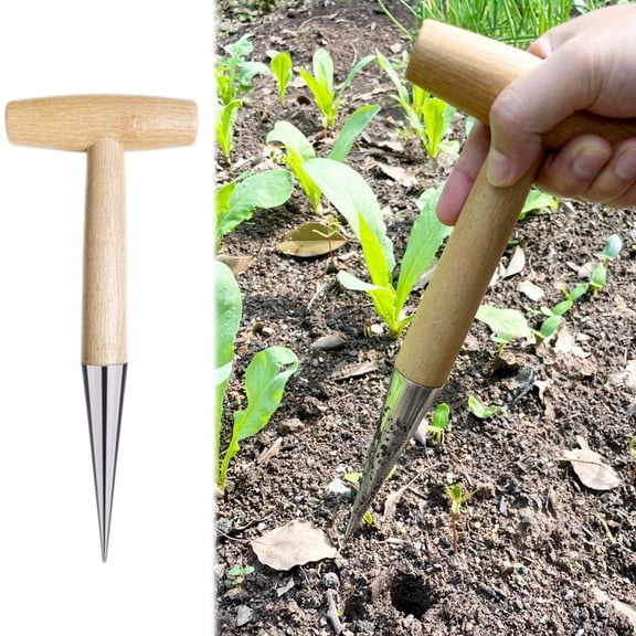Ergonomic T Shape Garden Planter Tool for Easy Seeding and Efficient Fertilizing with a Comfort Grip Handle