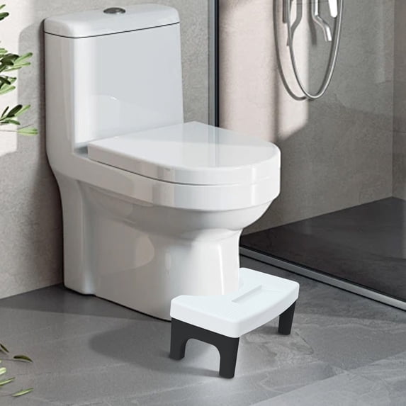 Ergonomic Toilet Squatting Footstool, Adjustable 6.7-Inch Non-Slip Bathroom Potty Stool, Heavy-Duty Plastic Footrest for Constipation Relief and Easy Storage