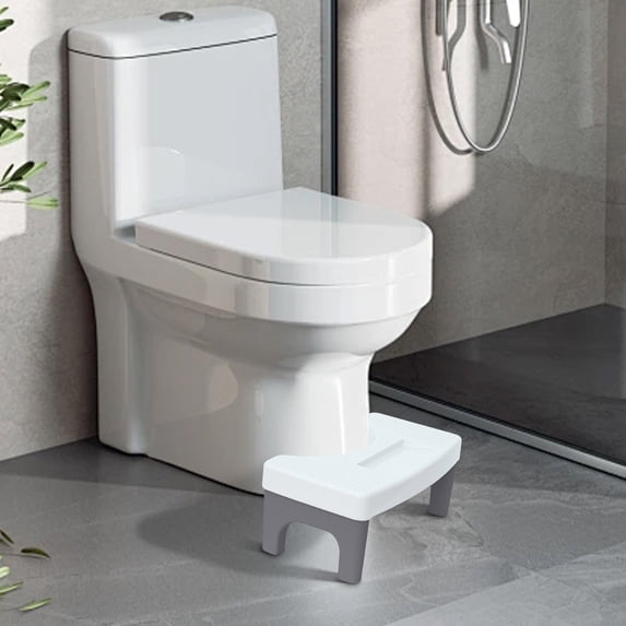 Ergonomic Toilet Squatting Footstool, Adjustable 6.7-Inch Non-Slip Bathroom Potty Stool, Heavy-Duty Plastic Footrest for Constipation Relief and Easy Storage