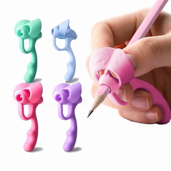 Ergonomic Training Pen Grip Posture Correction Tool – 4 Pcs Pencil Holder Writing Aid Grip Strength Trainer (Set of 4)