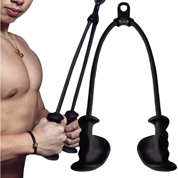 Ergonomic Triceps Rope Pull Down with Anti-Slippery Natural Rubber Grip Black