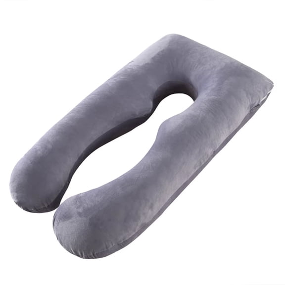 Ergonomic U-shaped pillow is a necessary item for pregnant women to sleep and support their back, with a machine washable coat, Gray.
