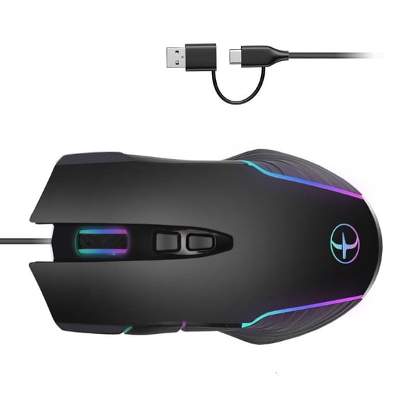 Ergonomic USB C USB A Gaming Mouse Color Backlighting Anti Sleep Jiggler 7200DPI