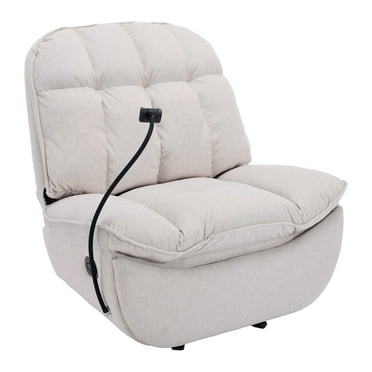 Ergonomic Velvet Wide Large Single Recliner Sofa for Living Room Theater Seating, Beige