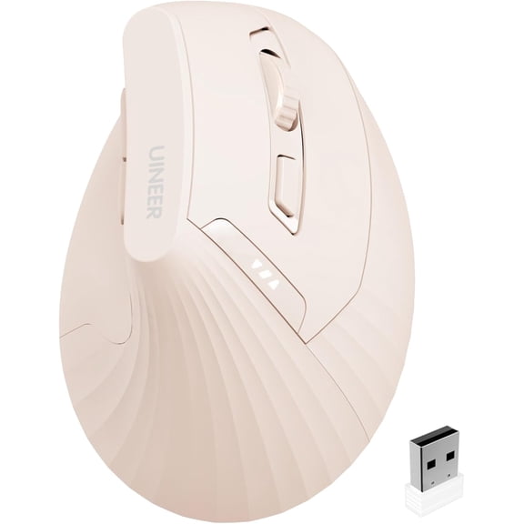 Ergonomic Vertica Wireless 2.4G with USB A Receiver 2400 DPI Optical Tracking Mice 4 Adjustable DPI Levels Rechargeable with Battery Indicator Wide Compatibility for Windows Mac OS
