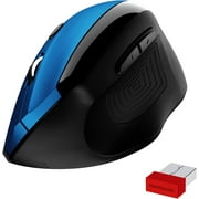 Ergonomic Vertical Mouse, 2.4 GHz Wireless Mouse with Nano Receiver and Auto-Sleep Mode, 800/1200/1600 DPI Optical Tracking, MEMZUOIX Wireless Gaming Mouse for PC Laptop Macbook, Blue