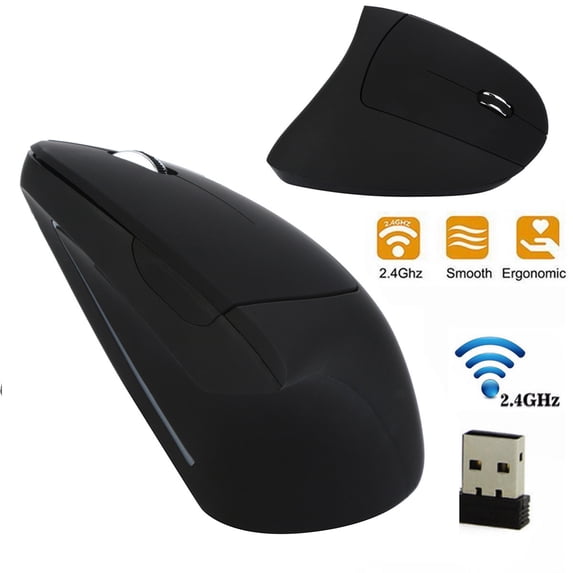 Ergonomic Vertical Mouse - 2.4GHz Wireless Gaming Mouse with 1600DPI & 6 Buttons - Comfortable Wrist Support for Office/Home - Plug-and-Play USB Receiver