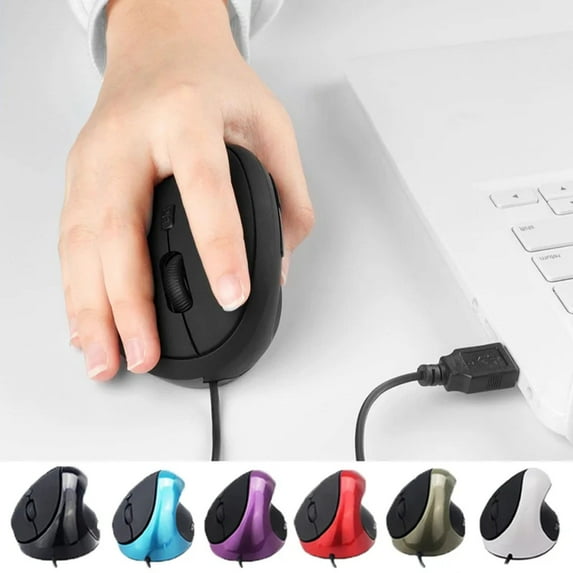 Ergonomic Vertical Mouse - Wired USB Mouse with 6 Buttons, 3 Adjustable DPI (800/1200/1600), Right-Hand Design, Comfort Grip for Office & Computer Use