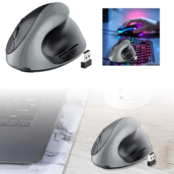 Ergonomic Vertical Wireless Mouse Rechargeable Silent Click for Designers Artists Office Creative Work