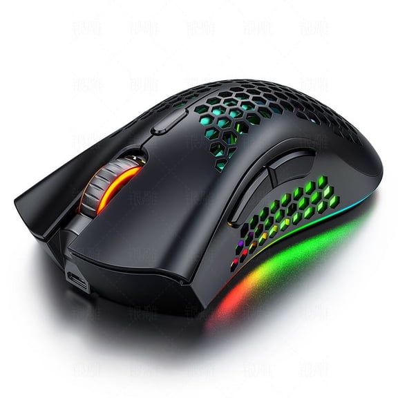 Ergonomic Vertical Wireless Mouse with RGB Lighting and Rechargeable Battery