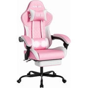 Ergonomic Video Gaming Computer Chair Gamer Chairs for Adults Massage Lumbar Support Swivel Height Adjustable Headrest BackrestPINKWHITE