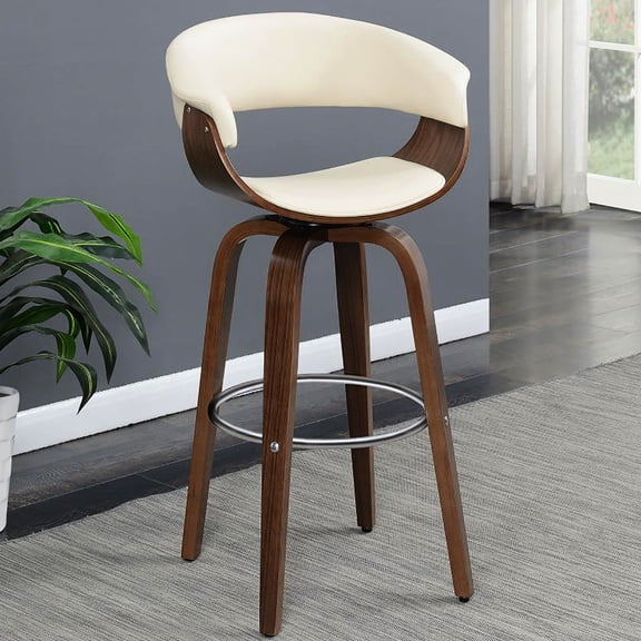 Ergonomic Walnut Bar Stool / Effortless Swivel for Extended Use