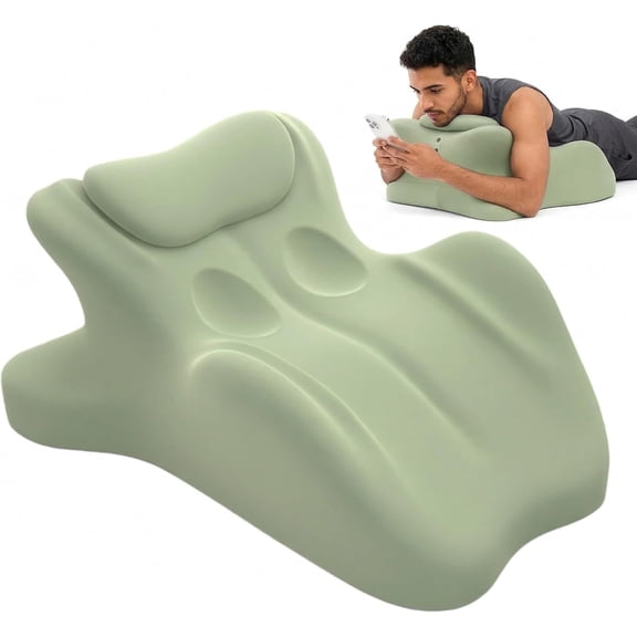 Ergonomic Wedge Pillow with Memory Foam 27° Contoured Support Pillow for Prone Sleeping Reading Neck & Waist Support, Multi-Position Home & Office Cushion