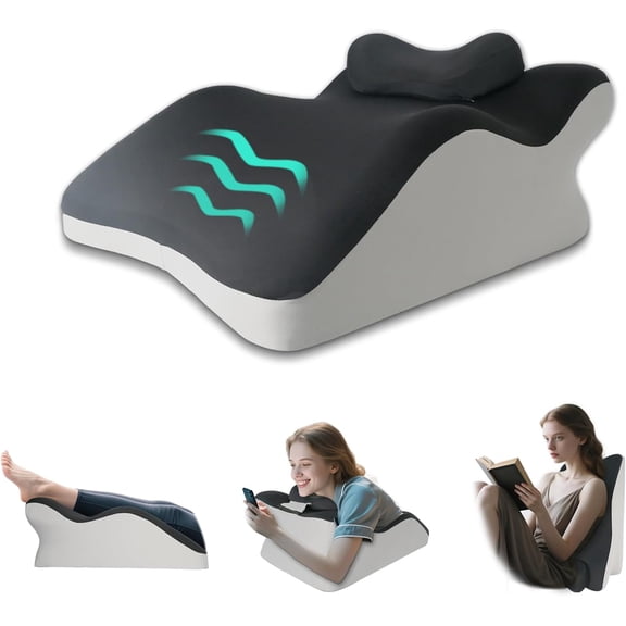 Ergonomic Wedge Prone Pillow,Multi-Functional Memory Foam Bed Pillow,Reading Pillow,Ideal for Bed Breaks,Sitting Up,Back Support,Sleeping,Anti Snoring,Back and Leg Pain Relief