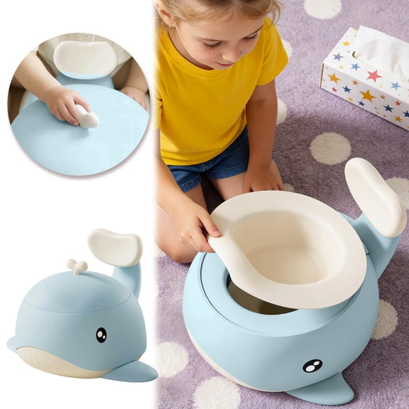 Ergonomic Whale-Shaped Travel Potty Lightweight Quick-Clean Portable Toilet For Indoor Outdoor & Travel Use(Blue-13.4x11In)