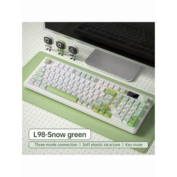 Ergonomic Wireless Gaming Keyboard - RGB Backlit, 98 Keys With 3 Modes, Rechargeable Battery, Volume Roller For Office & E-Sports