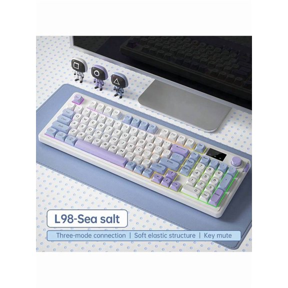 Ergonomic Wireless Gaming Keyboard - RGB Backlit, 98 Keys With 3 Modes, Rechargeable Battery, Volume Roller For Office & E-Sports