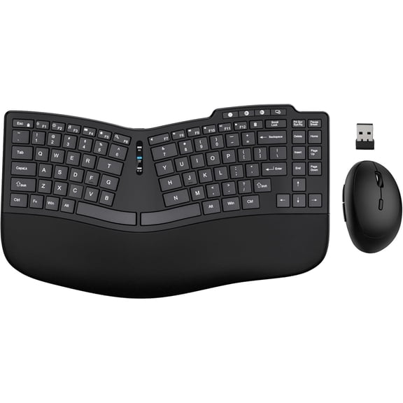 Ergonomic Wireless Keyboard Mouse Combo, Bluetooth/2.4G Split Design Keyboard 3 Levels DPI Adjustable Wireless Vertical Mouse