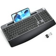 thumbnail image 1 of Ergonomic Wireless Keyboard with Wrist Rest, Low-Profile,Phone Holder,2.4GHz Full Size Silent Cordless USB Computer Keyboard for Windows, Mac OS Desktop/Laptop/PC-Black Grey, 1 of 4