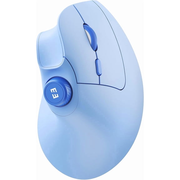 Ergonomic Mouse Wireless, MOU-302 Bluetooth Vertical Mouse Rechargeable, Volume Knob, Silent Mice & 1000/1600/2400 DPI, 3 Multi-Device Connection for Windows/PC/Laptop/Mac/MacBook, Blue