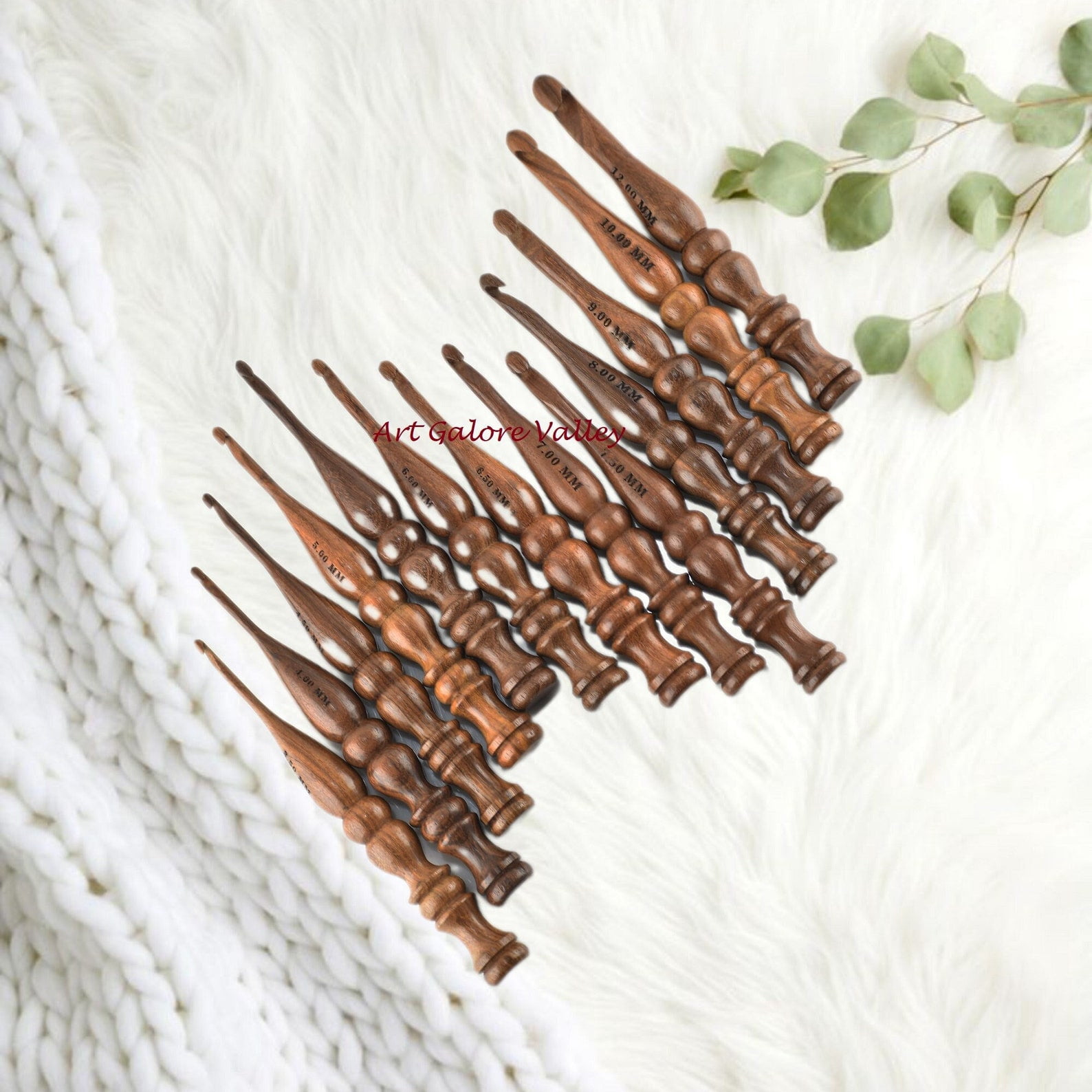 Ergonomic Wooden Crochet Set of 13 Sizes | Crochet Hook For Large Projects 3.5 MM to 12 MM | Perfect Gift For Yarn Lover Thick Crochet Needle for Weaving Bag Scarf Blankets