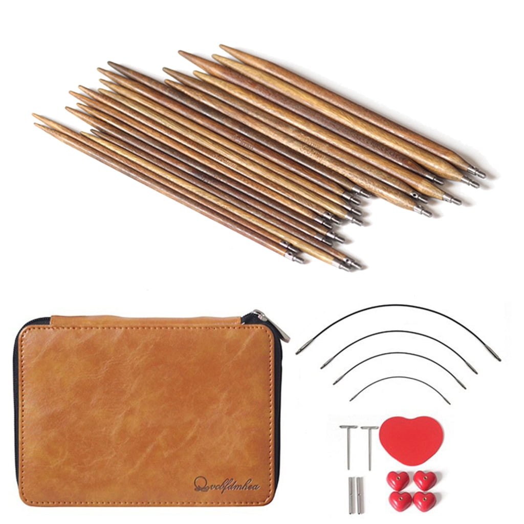 Ergonomic Wooden Knitting Needle Detachable Circular Set For Handmade Craft