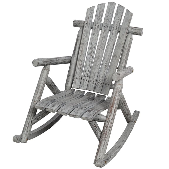 Ergonomic Wooden Porch Rocker Chair, Fir Log Design, Heavy-Duty Build, Comfortable Patio Rocking Chair For Outdoor Relaxation and Leisure Time in Garden, Yard, or Balcony Spaces